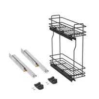 Emuca TitaneMax Pull out bottle rack with soft close, Module 200, Anthracite grey, Steel