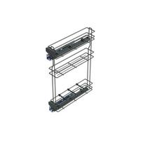 TitaneMax extractable bottle rack with soft closing, left side, 3 trays, height 800mm, Steel, Anthracite Grey
