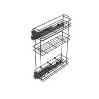 TitaneMax extractable bottle rack with soft closing, left side, 3 trays, module 200mm, Steel, Anthracite Grey