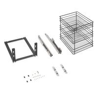 Emuca Titane Pull-out rack for lower fixing with soft closing, module 400mm, Steel, Anthracite grey
