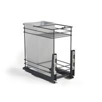Emuca Titane pull-out rack with baskets and bread basket for lower fixing with soft closing, module 300mm, Steel, Anthracite Grey