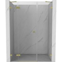 Dušo durys Mexen Lunar, kairinės, 130 cm, transparent/brushed gold