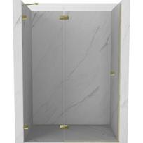 Dušo durys Mexen Lunar, kairinės, 130 cm, transparent/gold