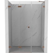 Dušo durys Mexen Lunar-F, sulankstomos, kairė, 110 cm, transparent/brushed copper