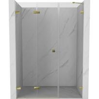 Dušo durys Mexen Lunar-F, sulankstomos, kairė, 110 cm, transparent/gold