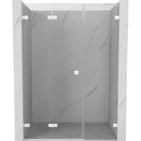 Dušo durys Mexen Lunar-F, sulankstomos, kairė, 110 cm, transparent/white