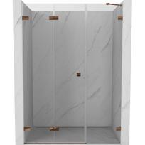 Dušo durys Mexen Lunar-F, sulankstomos, kairė, 115 cm, transparent/rose gold