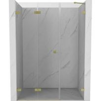 Dušo durys Mexen Lunar-F, sulankstomos, kairė, 135 cm, transparent/brushed gold