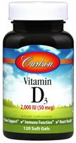 Vitaminas D3, 2000 TV – 120 minkštųjų gelių
