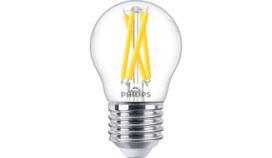 LED lempa PHILIPS, 3,5W, E27, 470LM, 220-240V, 2700-2200K, pritemdoma, filamentinė, skaidri, burbuli