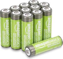 "Amazon Basics" 12 x didelės talpos AA akumuliatorių įkraunamos 2400 mAh NiMh iš anksto įkrautos baterijos