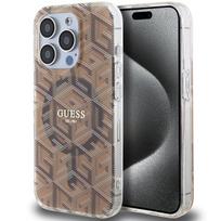 Guess IML GCube MagSafe dėklas iPhone 15 Pro - rudas