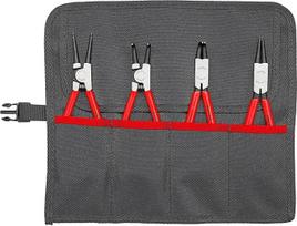 "Knipex" 00 19 56 kampinės replės žiediniams veržliarakčiams su įrankių ritinėliu, juodos, raudonos ir sidabrinės spalvos, 4 dalių rinkinys