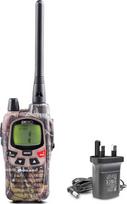 "Midland G9 Pro", dvipusė radijo stotelė, dviaukštė, 36 PMR446 kanalai, nemokama licencija ir 69 LPD, 4 įkraunamos AA baterijos, diržo spaustukas, sertifikuota UKCA, Jungtinės Karalystės kištukas, "Mossy Oak" imitacija