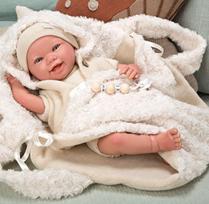 Arias Reborn kūdikio kolekcinė lėlė 45 cm – rankų darbo su rūbeliais