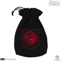 Game of Thrones Targaryenų kauliukų maišelis – medvilninis, juodas su drakonu