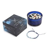 Žuvys: Zodiako kristalų žvakė su apyranke, akvamarino aromatas – Ancient Wisdom