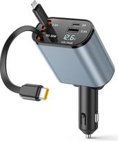 Ištraukiamas automobilinis įkroviklis Cigaretės žiebtuvėlis USB automobilių priedai 69W greitasis įkroviklis Mobiliojo telefono įkroviklio adapteris Įkrovimo kabelis Automobilis suderinamas su iPhone 16 15 14 13 Pro Max iPad Samsung S24 S25