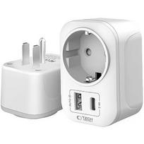 Tech-Protect travel adapter TA100 US-EU, white 5906302368532