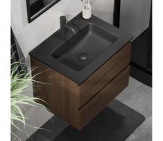 Vonios spintelė su praustuvu KENWOOD, 61 cm, riešutas/juoda