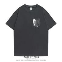 Attack Giant Wings of Freedom Cartoon Anime Oversize High Street Men and Women Short Sleeve T-Shirt Summer S