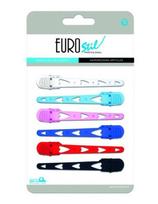 EuroStil segtukai plaukų sruogų atskyrimui ir tvirtinimui, plastikiniai, įvairių spalvų 10cm Eurostil 6vnt