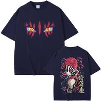 Anime Demon Slayer Akaza Akys Grafinis Marškinėliai Vyriški Moteriški Drabužiai Laisvalaikio Vintažiniai Marškinėliai Vyriški Aukštos Kokybės Grynos Medvilnės Marškinėliai S
