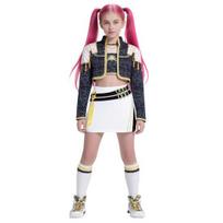 Kids Halloween Demon Hunters Performance Costume Cosplay Outfits for Dance Stage Role Soft Comfortable Vibrant Stage Wear for Christmas 150CM I