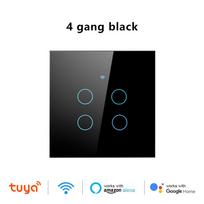 WiFi RF433 Smart Wall Switch Tuya App Remote Control 1/2/3/4 Gang Glass Panel Touch Light Switch No Neutral Wire Voice Control Alexa Google EU 1gang juoda
