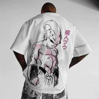 Dragon Ball DB Buu Demonas Buu Anime Karikatūros Spausdinimas Sunki medvilnė Baliniai marškinėliai Vyriški trumpos rankovės S