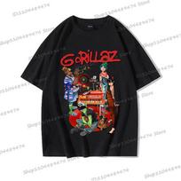 Hip Hop Gorillaz Marškinėliai Anime Virtualus Personažas Grafika Vyrai Moterys Viršutiniai Drabužiai Laisvalaikio Trumpomis Rankovėmis Marškinėliai Roko Grupė Gorillaz Medvilniniai Marškinėliai S