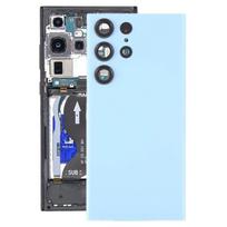 For Samsung Galaxy S23 Ultra SM-S918 Glass Battery Back Cover with Camera Lens Cover raudona