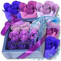 Kvapios violetinės dekoratyvinės muilo rožės, 9 vnt