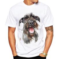 Cute Schnauzer And Schultz Art Print T-Shirt Fashion Men Short Sleeve Funny Dog Design Boy Casual Tops Cool Man White Tee Shirt S