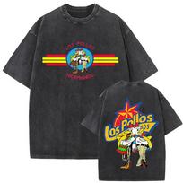 Los Pollos Hermanos Vištienos Broliai Skalbti Marškinėliai Moterys Vyrai Laisvalaikio Retro Dydžio Mada Y2K Trumpomis Rankovėmis Viršutiniai Drabužiai Skalbtas Marškinėlis M