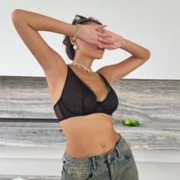 Ultra-Thin Lace Lingerie Bra: Full Coverage, Side Support, Adjustable, Transparent Mesh 34AB juoda