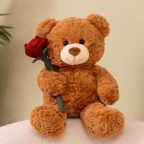 Rose bear teddy bear doll plush toy hug bear doll girl rag doll birthday gift 30cm（0.36kg） ruda