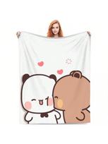 Bubu Dudu Super Soft Blanket Kawaii Bear Travelling Throw Blanket Winter Printed   Bedspread Sofa Bed Cover 75X95CM pilka spalva