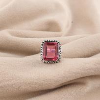 Rožinis turmalino brangakmenis 925 prabos sidabro rankų darbo dizainerio žiedas Padėkos dienos dovana moterims RR-74-16 4