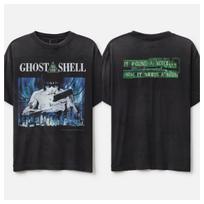 Klasikinis anime GHOST SHELL spausdintas medvilninis marškinėlis madingas laisvas trumpomis rankovėmis kasdienis gatvės stiliaus madingas sportinis per didelis viršus unisex S