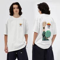 ONE PIECE Zoro Adventure Japanese Anime Printing Heavy Cotton Loose T-Shirt Cartoon Men's and Women's Short Sleeve Shirt S