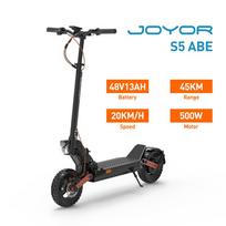 JOYOR S5 (ABE)  Elektriniai paspirtukai 10'' bekelės padanga 48V/13AH baterija 500W variklis 20KM/H maksimalus greitis 45KM nuvažiuojamas atstumas S5 juoda