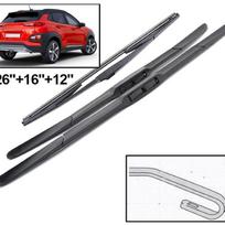 Skirta Hyundai Kona 2017-2025 26 + 16 + 12  Priekiniai ir galiniai valytuvai Valytuvai Hyundai Kona Valytuvai Hyundai Kona 2017-2023 26 inch + 16 inch + 12 inch