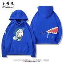 Gawr Gura printed hooded sweatshirt men's autumn and winter street comfortable loose tops youth casual fashion pullover S