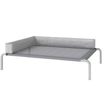 Lauko šunų gultas, paaukštinta šunų lova vidutinio dydžio šunims, su L formos pagalvėle, 110x75x30cm, šviesiai pilka