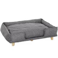 Šunų sofa, naminių gyvūnėlių sofa, naminių gyvūnėlių lova, nuimamas ir skalbiamas čiužinys, Natūralus + Tamsiai pilkas
