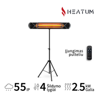Pastatomas Infraraudonųjų spindulių šildytuvas Heatum H2500R CORE BLACK su trikoju stovu