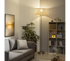 Brilagi - LED grindinė lempa CERIA 1xE27/40W/230V Ø 40 cm bambukas/matinis chromas