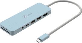 J5Create - Eco-Friendly USB-C Multi-Port Hub With Power Delivery - Cyan