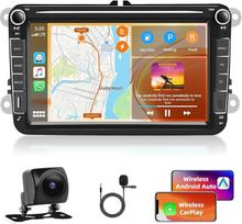 4+64G Motorsi Autoradio für VW Seat/Skoda/Altea/Toledo/Leon/Altea XL mit Carplay/Android Auto, 8" HD Stereo Con GPS/WiFi/FM/RDS/SWC/BT/USB/EQ/DSP/Canbus+Rückfahrkamera